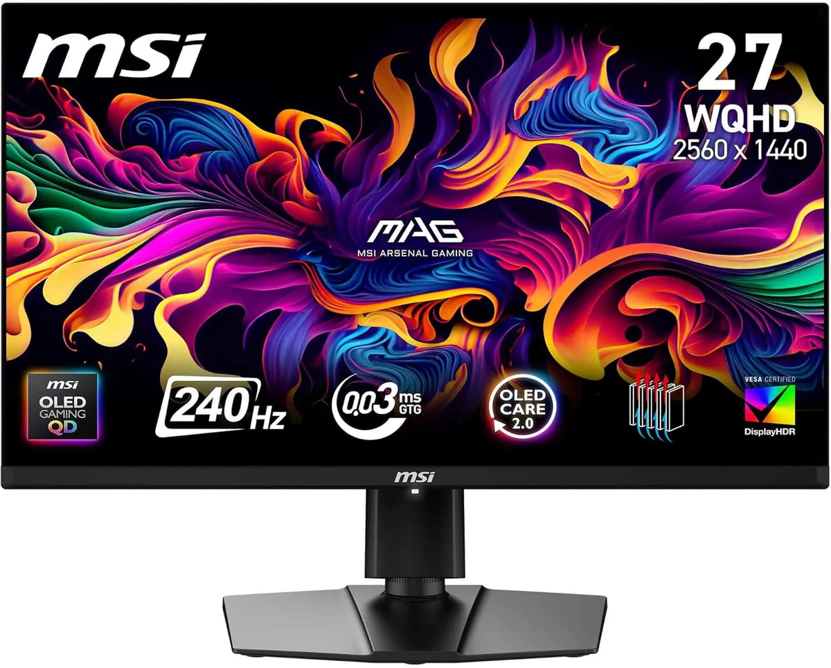 Msi Mag 271P Qd-Oled X24 Wyświetlacz Gamingowy 67.3 Cm Wqhd - Quantum Dot Oled Panel 2560 X 1440, 240Hz / 0,03Ms, 99% Dci-P3, Xxl) E≤2, Displayhdr Tru