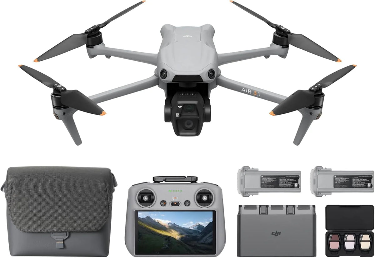 Pakiet Dji Air 3S Flight More (Rc-N3), Dron Szerokokątny Z 1" Cmos I Telekamerą Średnią, Wideo 4K/60 Kl./S Hdr, Wielokierunkowe Wykrywanie Przeszkód W