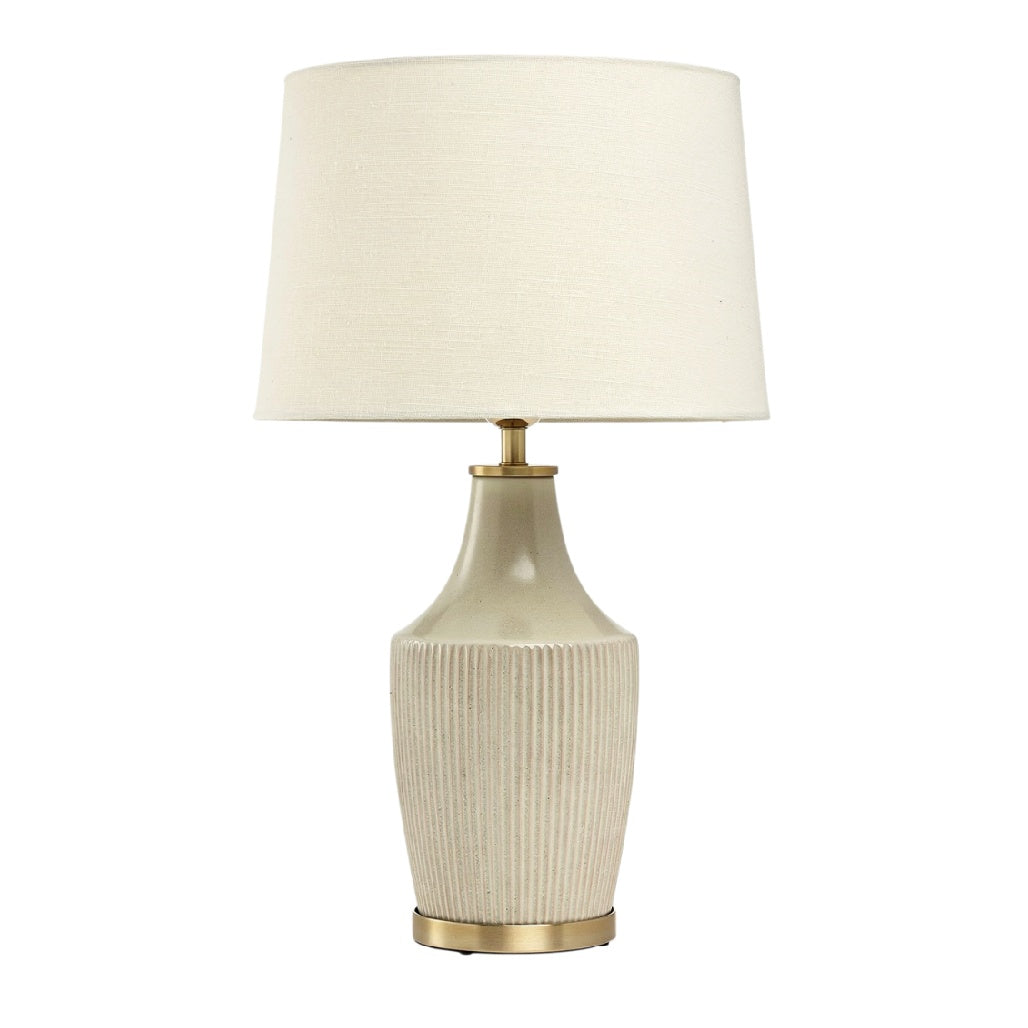 **Lampa stołowa ceramiczna z plisowanym kloszem**