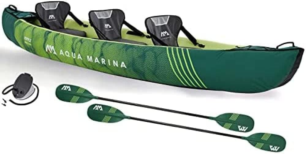 Aqua Marina Ripple-370, Pakiet Kajakowy Dla 3 Osób, Długość 370 Cm, Zielony, 2022