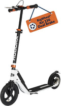 Hudora Bigwheel Air Dual Brake Hulajnoga Pneumatyczna Z Hamulcem Ręcznym, Z Oponami Pneumatycznymi, Hulajnoga Miejska(230 Mm/Czarny/Biały)