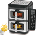 12L Dual Basket Air Fryer – Dual 6L Oil-Free Air Fryer With Slim Vertical Design, Cyclone Air Technology, Foldable Touchscreen, 10 Presets Dual Cook S