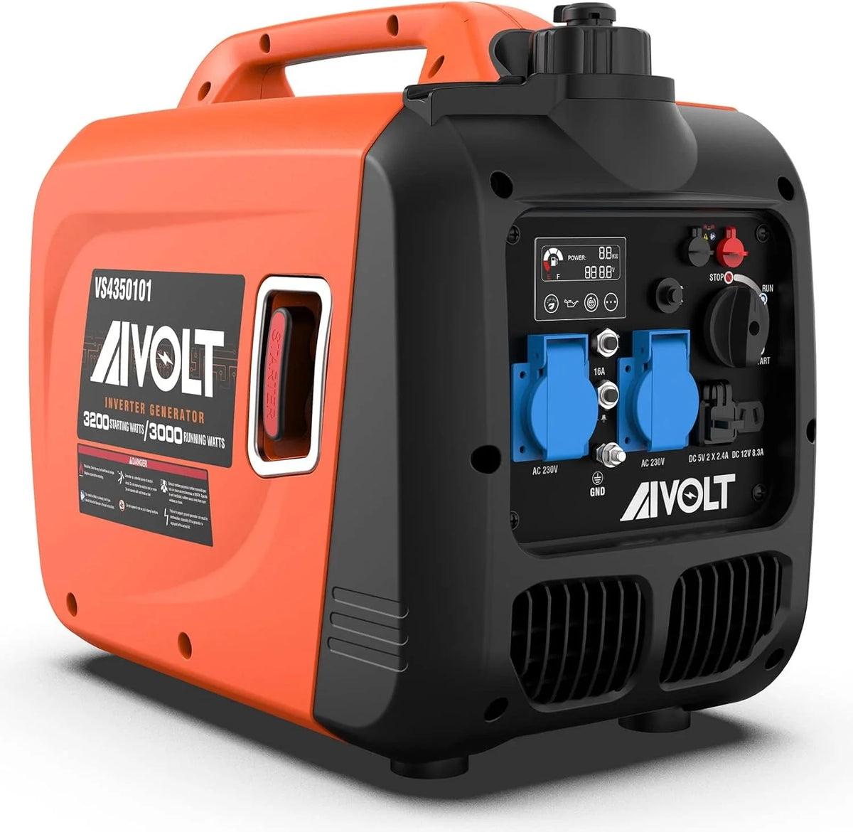 Aivolt Generator Benzyny 1400W Generator Cichego Falownika Z Gniazdami Ac 230V/Dc 12V/Usb Typu A I Zbiornikiem 2,5L Przenośny Lekki Generator Na Kempi