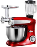 Multifunctional Stand Mixer 1300W, 5 In 1 Food Mixer With 6 Qt Stainless Steel Bowl, 6-Speed Tilt-Head, Dough Hook, Whisk, Beater Juice Blender Attach