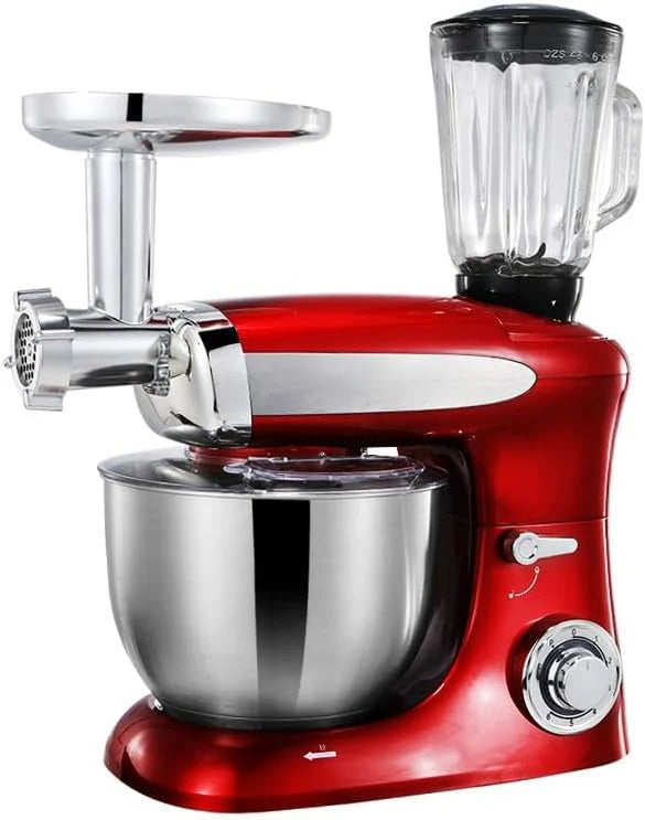 Multifunctional Stand Mixer 1300W, 5 In 1 Food Mixer With 6 Qt Stainless Steel Bowl, 6-Speed Tilt-Head, Dough Hook, Whisk, Beater Juice Blender Attach