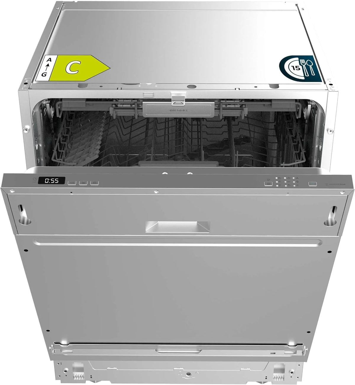 Cecotec Wbudowana Zmywarka Do Naczyń 60 Cm Bolero Aguazero 6500 Full-Bi. 15 Sztućców, Trzeci Pojemnik, Niskie Zużycie Energii, 6 Programów Z Dual Zone