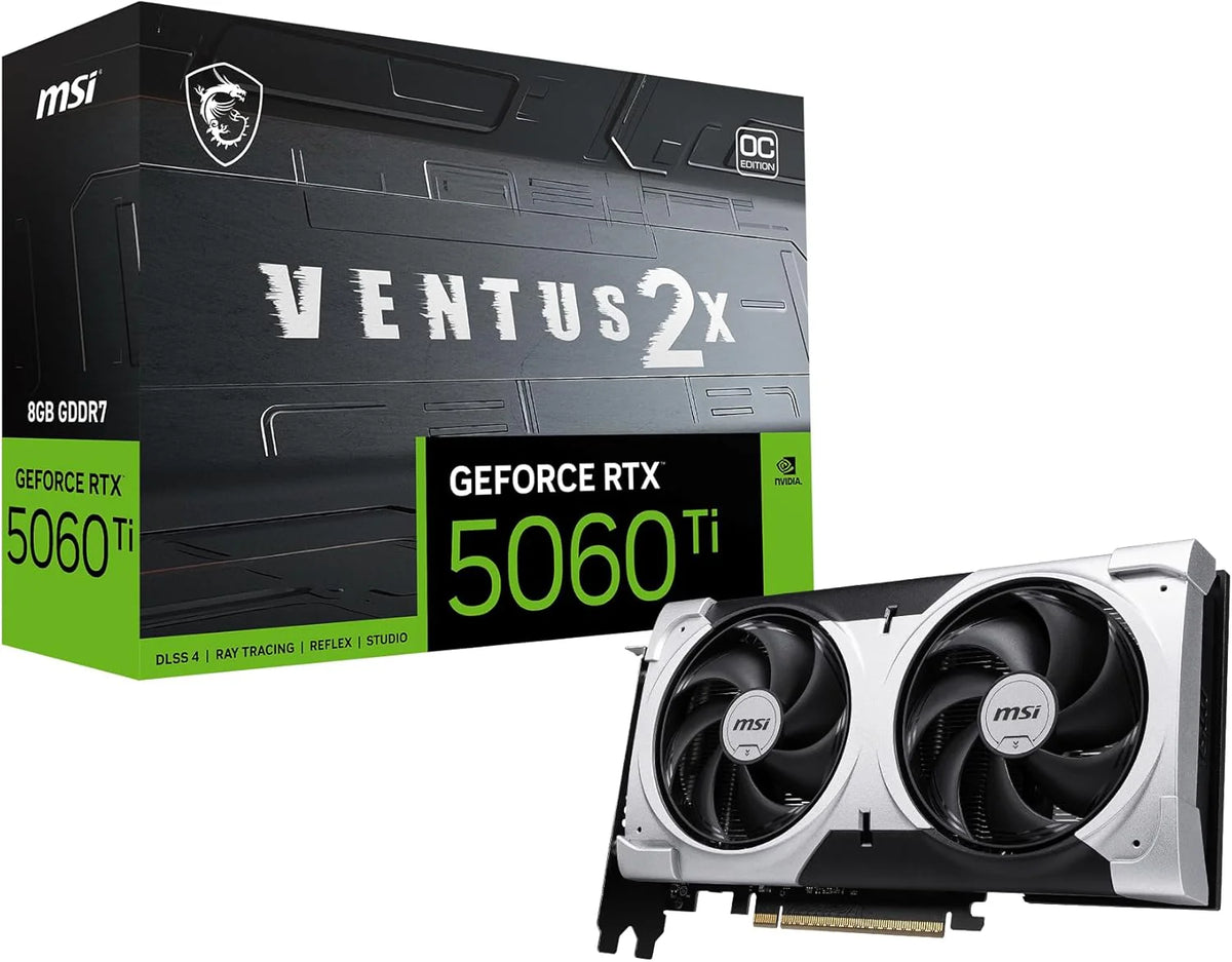 Msi Gamingowa Karta Graficzna Rtx 5060 Ti 8G Ventus 2X Oc Plus (8 Gb Gddr7, Tba-Bit, Ekstremalna Wydajność: Tba Mhz, Displayport X3 2.1A, Hdmi 2.1B, N
