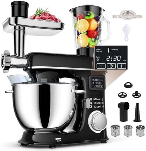 8L Stand Mixer Z Wyświetlaczem Led 6-Speed Tilt-Head-Healed Electric Kitchen Maszyna Do Miski Ze Stali Nierdzewnej Mięso Miedło Whisk Pasta Maker Do P