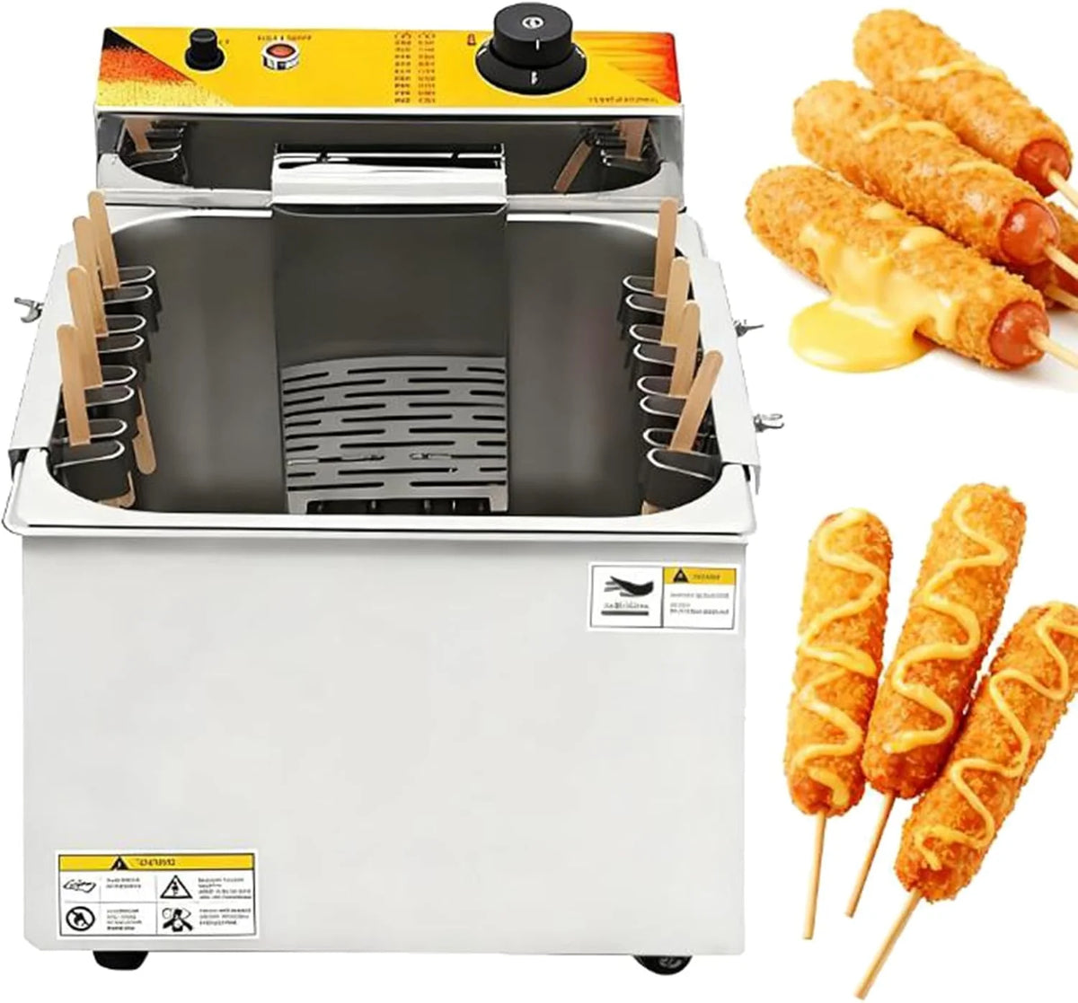 Frytkownica Elektryczna 1900 W - Frytkownica Do Serowych Paluszków Do Hot Dogów - Kuchenka Do Grillowania Kiełbasek - Frytkownica Do Kukurydzy 12 L -