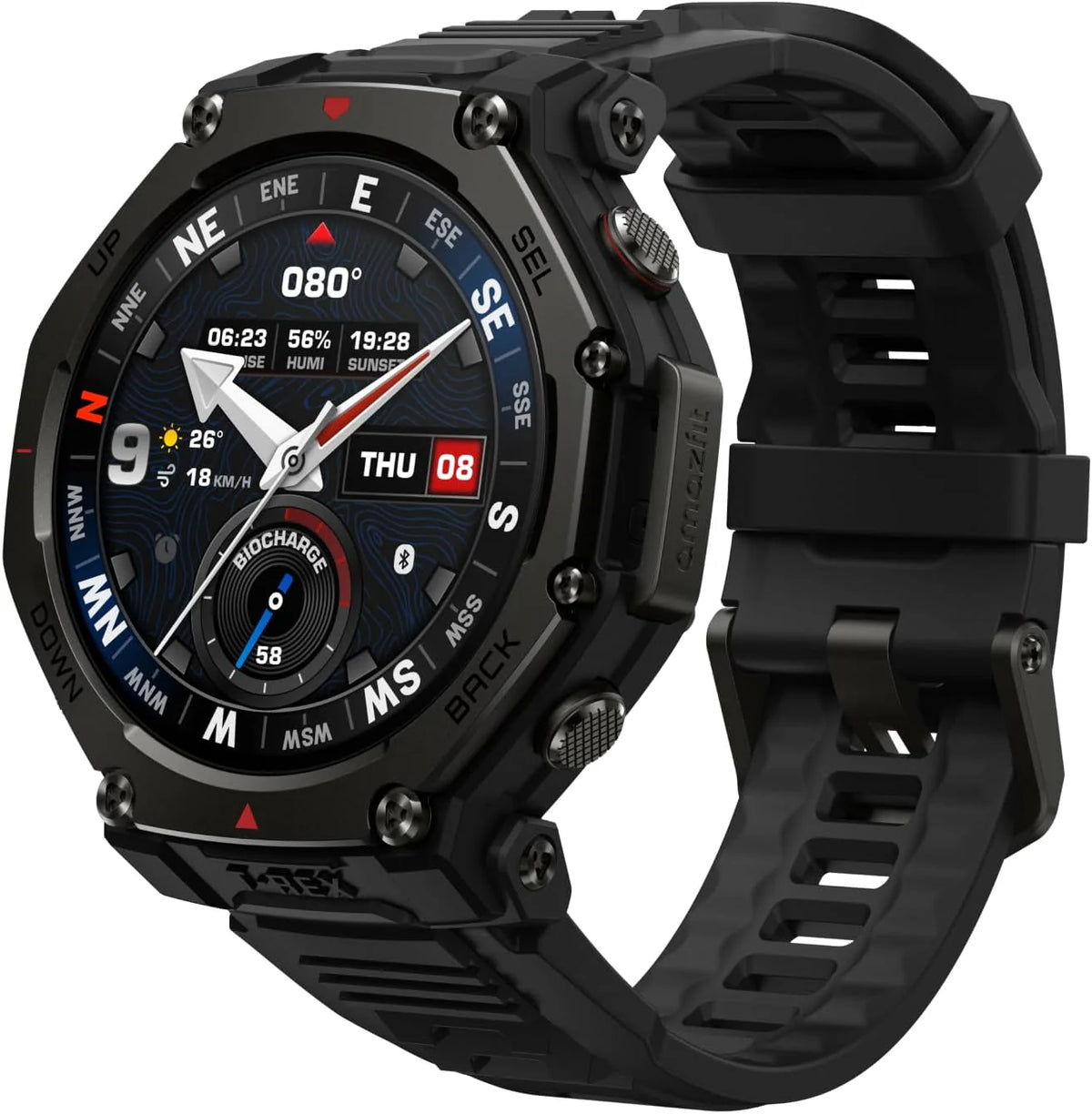 Amazfit T-Rex 3 Pro Smartwatch Outdoor 44 Mm Szafirowy Wyświetlacz Amoled, Latarka, Tytanowa Ramka, Gps Dual-Band, Mapy Offline, Do 17 Dni Pracy Bater