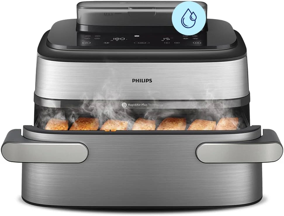 Philips Airfryer Ovi Serii 5000 Megabasket Z Parą - Steamfry, Gotowanie Na Parze I Airfry, 28 Metod Gotowania; 9,5 L W Megabasket Lub 3 L + 6 L W Podw