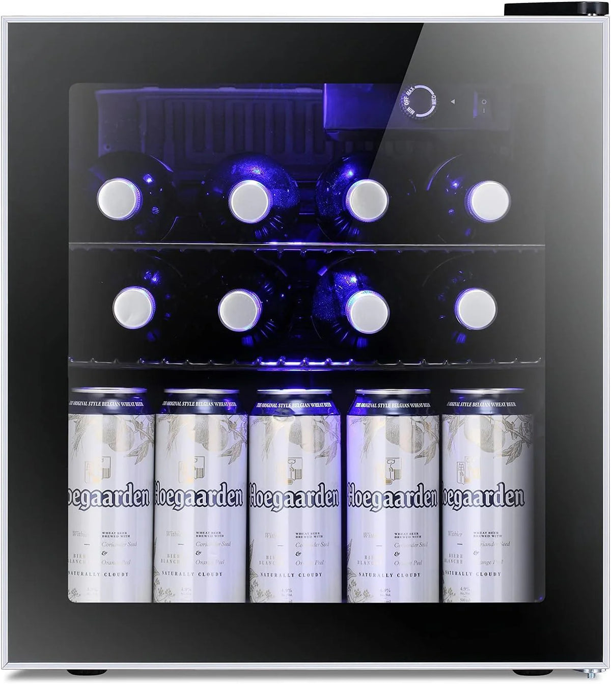 Antarctic Star 1.6Cu.Ft Wine Cooler/Cabinet Beverage Refrigerator Small Mini Red White Wine Cellar Beer Soda Clear Front Glass Door Counter Top Bar Fr