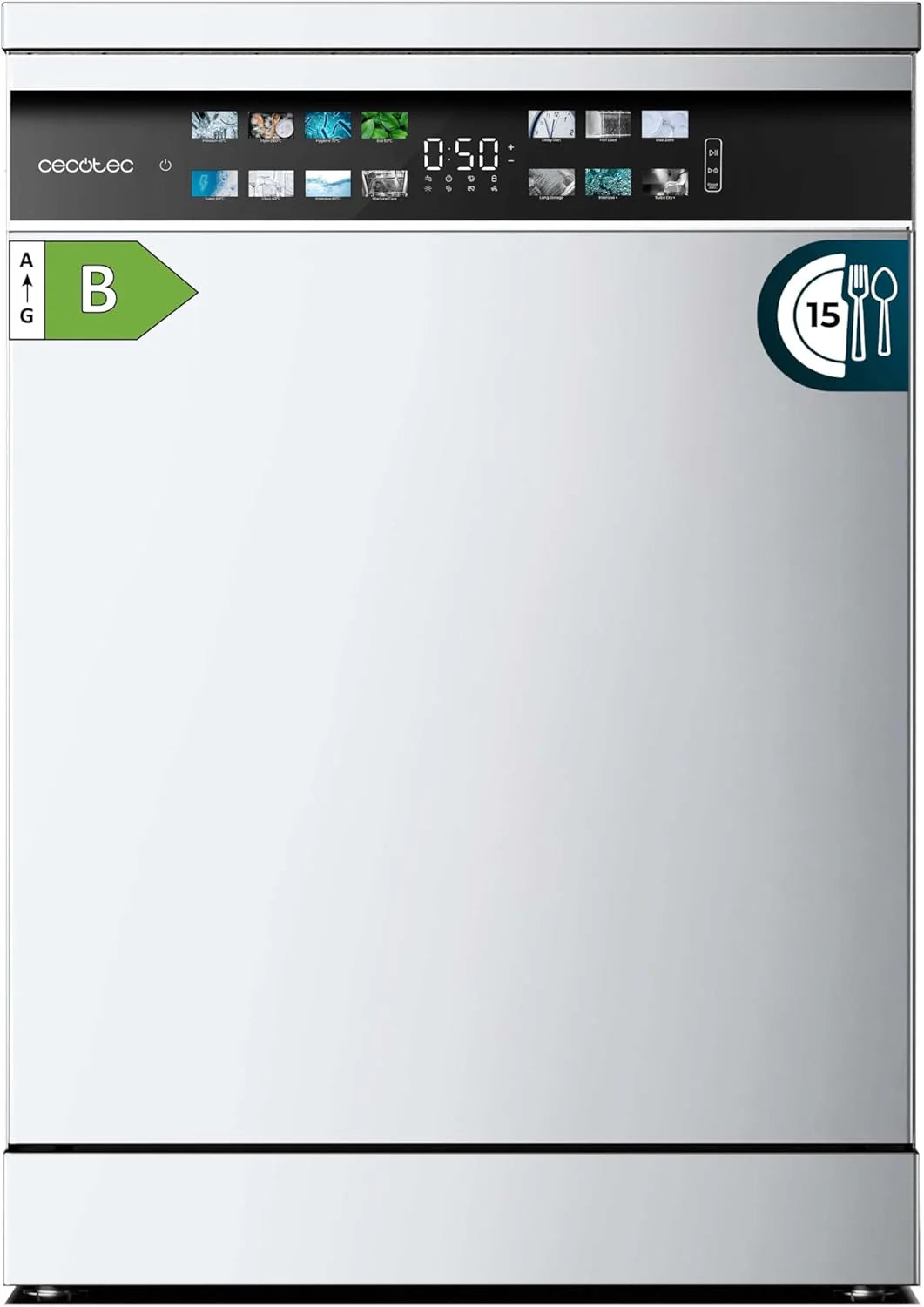Cecotec Zmywarka Do Zabudowy Bolero Aguazero 6700 B. 60 Cm, 15 Kryć, Klasa B, Silnik Falownika Plus, Kolorowy Wyświetlacz, 14 Programów, O2 Dry, Turbo