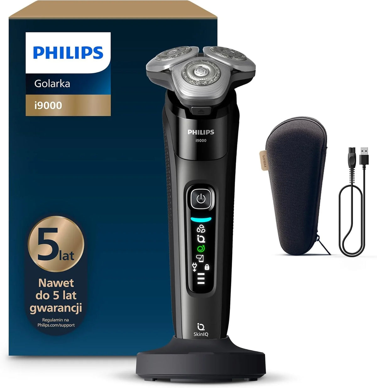 Philips Shaver I9000, Golarka Elektryczna Do Golenia Na Mokro I Na Sucho, Technologią Skin Iq, Systemem Triple Lift Cut, Podwójnymi Ostrzami Steelprec
