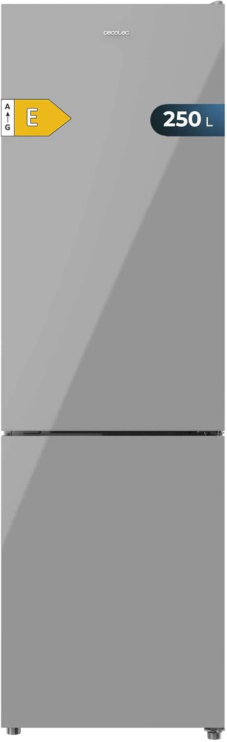 Cecotec Lodówka Kombi Bolero Coolmarket Combi 250 Grey Glass E. Klasa Energetyczna E Lodówka Z Szarym Szkłem 180 X 55 Cm, 250 L, No Frost, Multi Air F